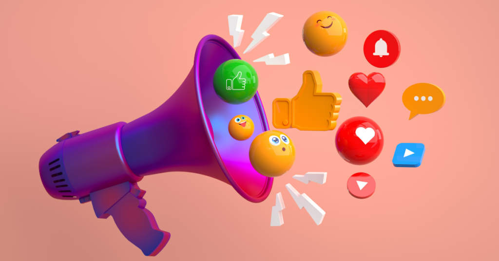A speaker with social media emojis